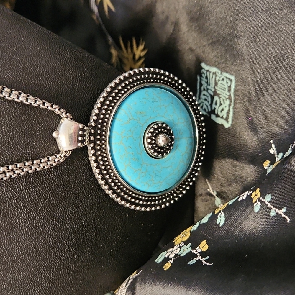 Silvertone & Faux Turquoise Set